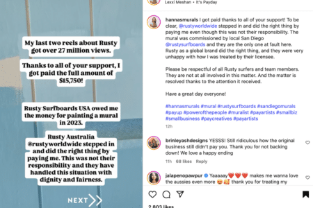 Hanna Daly resolves dispute with Rusty Surfboards
