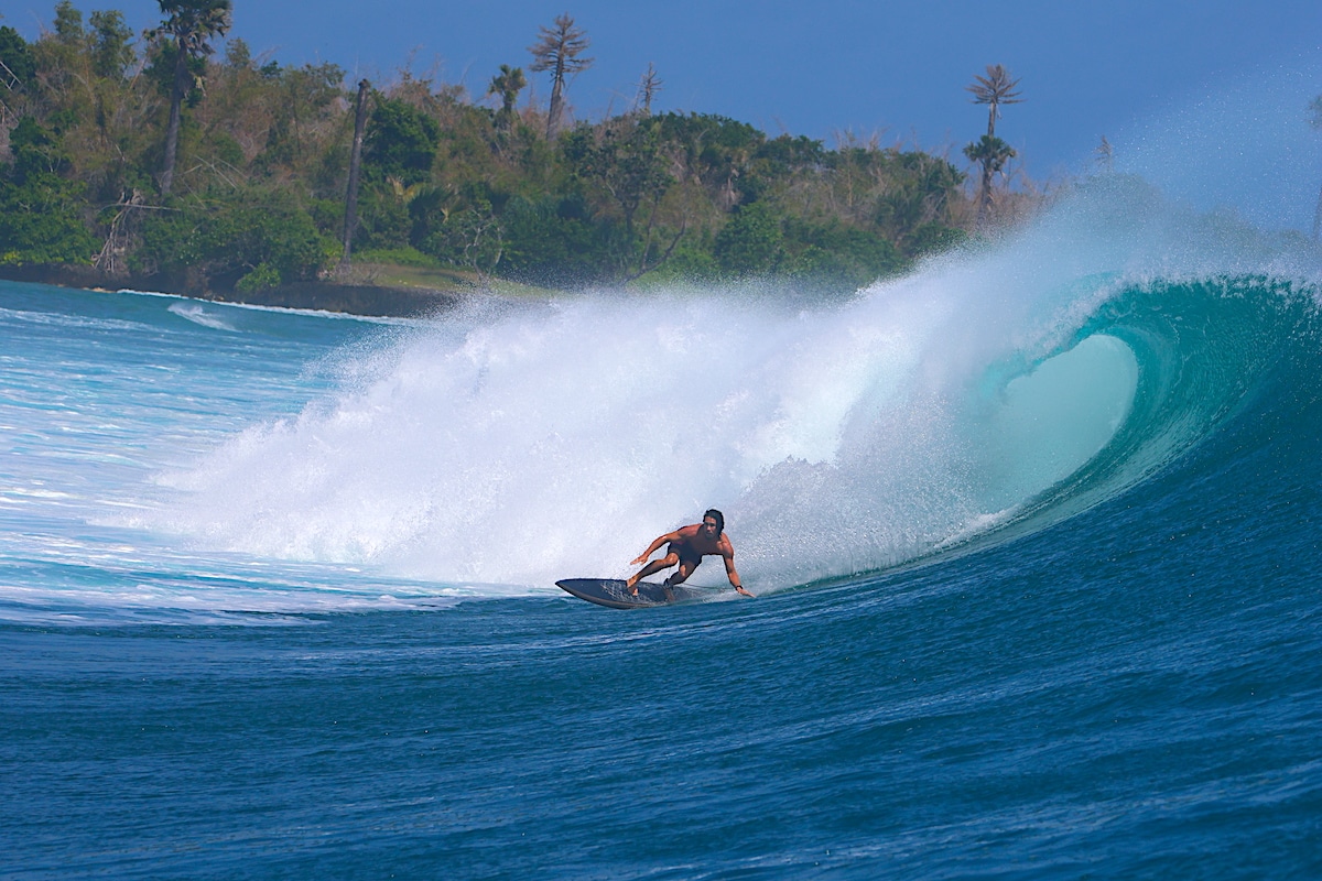 Josh Ku on a real fine looking wave at Grajagan.