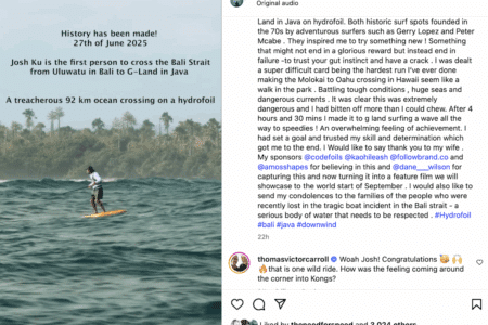 Josh Ku foils from Bali to Java.