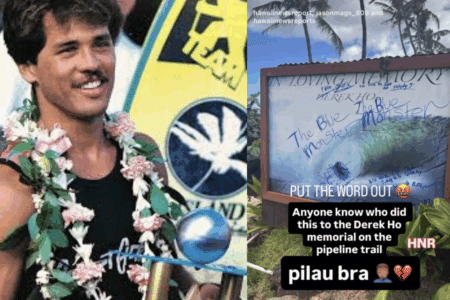 Derek Ho memorial at Pipeline vandalised.