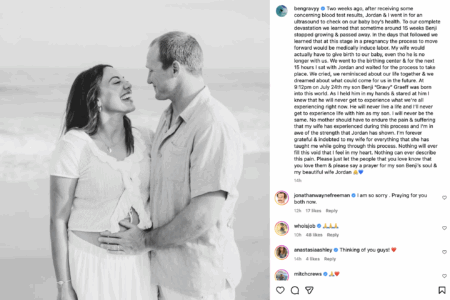 Ben Gravy and wife Jordan announced death of son Benji.