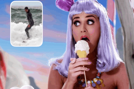 Katy Perry and Justin Trudeau (insert) sittin' on a boat K-I-S-S-I-N-G.
