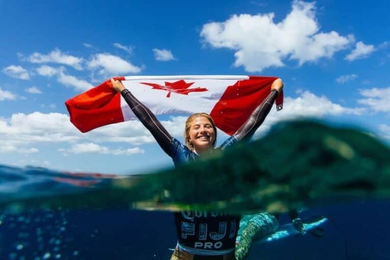 Erin Brooks (pictured) with Canadian flag.