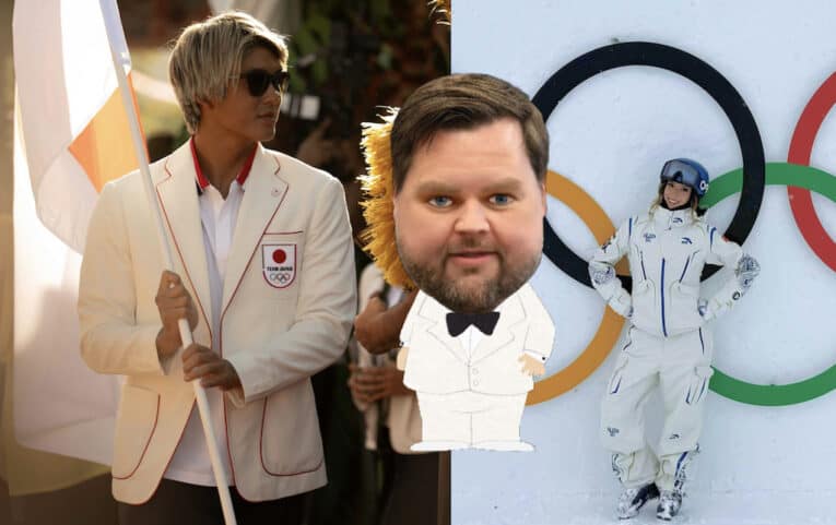 Kanoa Igarashi (left) and Eileen Gu (right) ticking off JD Vance (center).