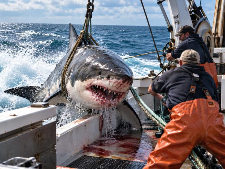 Great White caught by fishermen