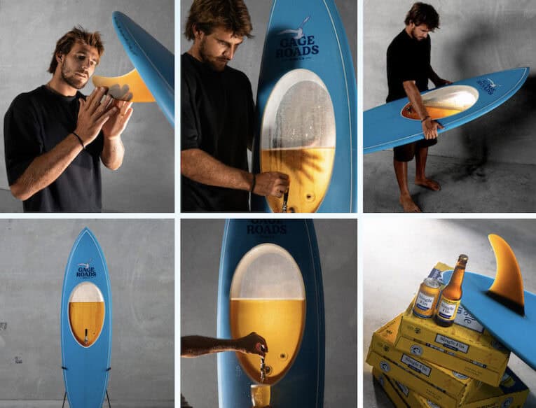 Pickled Surfers Go Wobbly-Knee'D Over New Beer Keg Surfboard 1