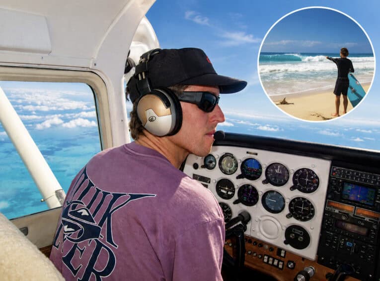 Surfer plane Caribbean