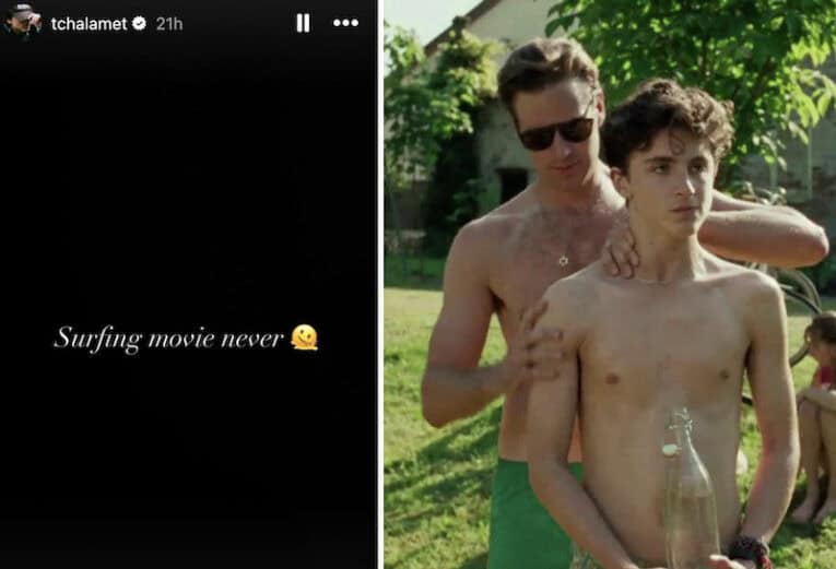 Chalamet (right) being comforted.